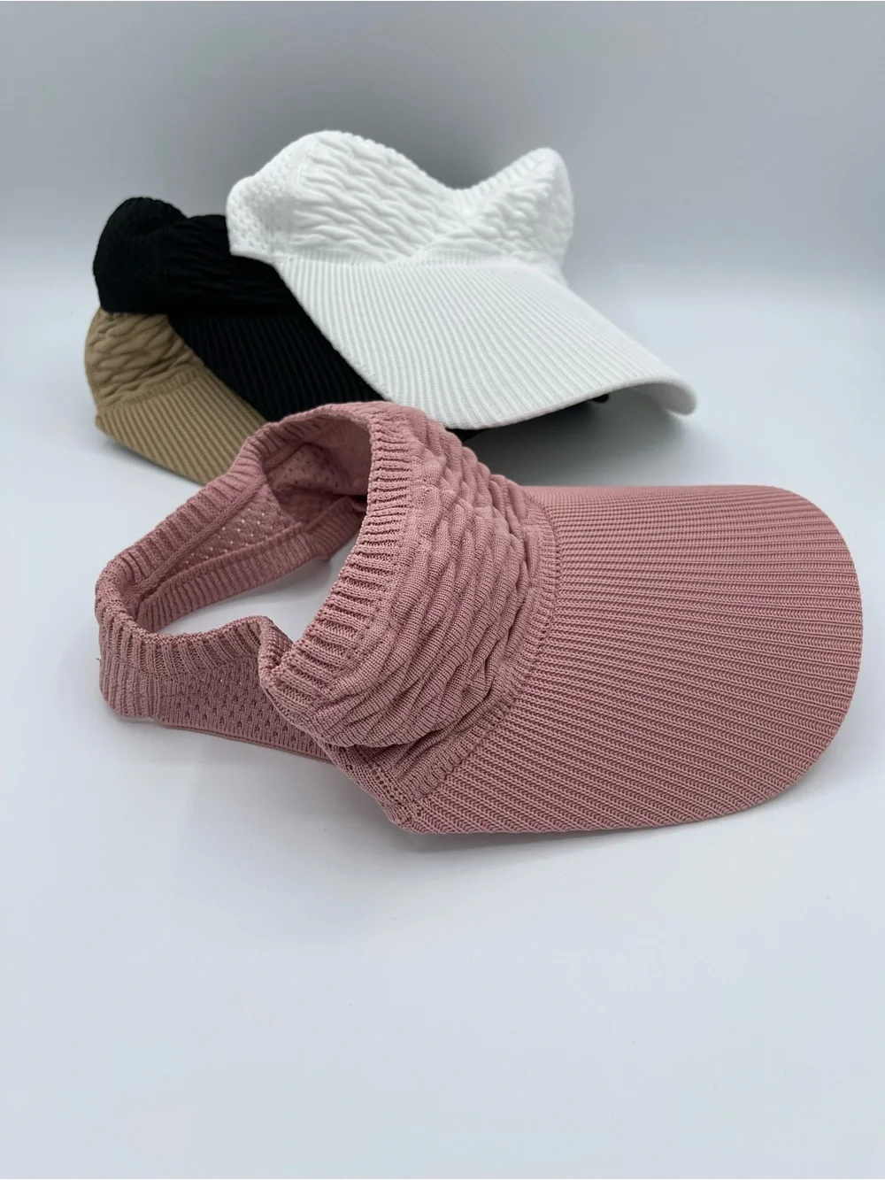 Women’s Visors Set of 4 Black,Nude,White and Soft Pink